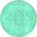 Round Abstract Turquoise Modern Rug, abs2132turq