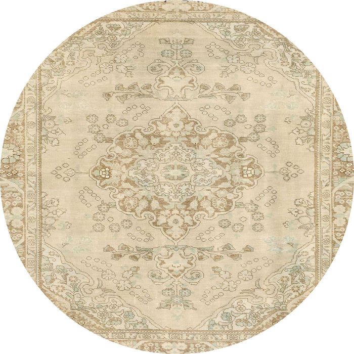 Round Abstract Khaki Gold Modern Rug, abs2132