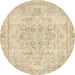 Round Abstract Khaki Gold Modern Rug, abs2132