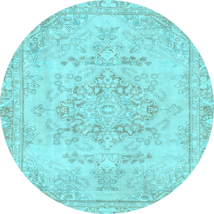 Round Machine Washable Abstract Light Blue Modern Rug, wshabs2132lblu