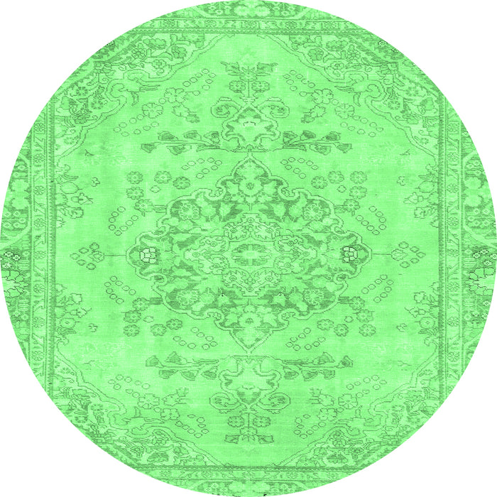 Round Abstract Emerald Green Modern Rug, abs2132emgrn