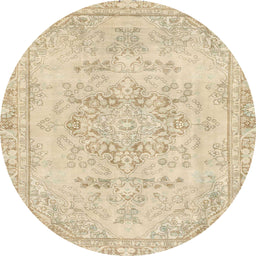 Round Machine Washable Abstract Khaki Gold Rug, wshabs2132