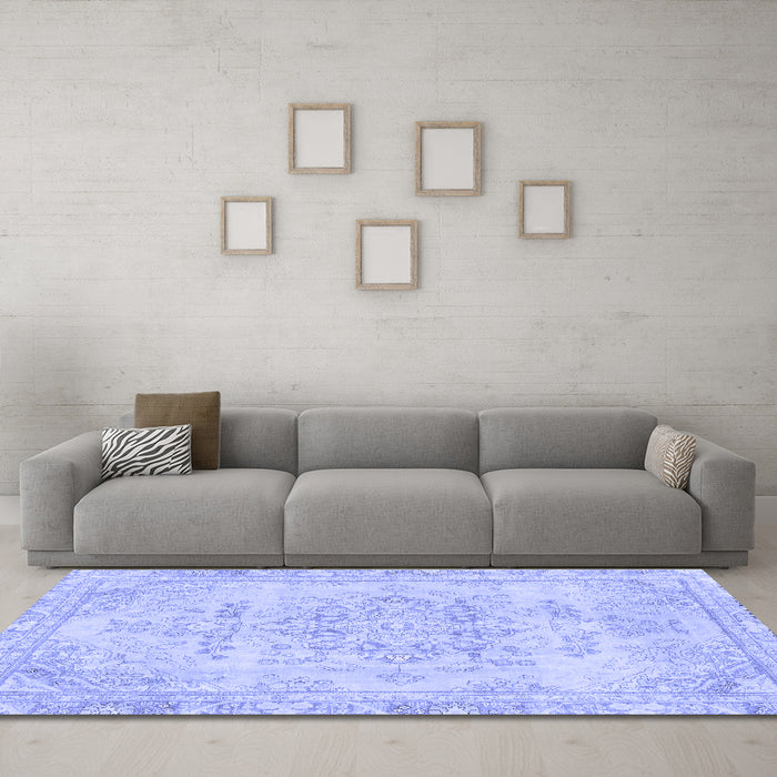 Machine Washable Abstract Blue Modern Rug in a Living Room, wshabs2132blu