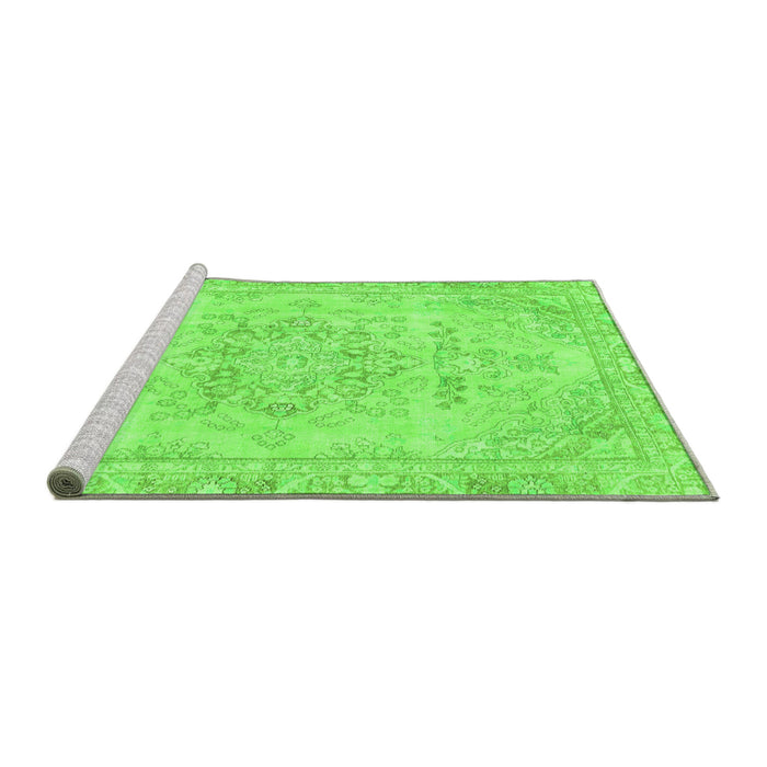 Sideview of Machine Washable Abstract Green Modern Area Rugs, wshabs2132grn