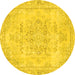 Round Machine Washable Abstract Yellow Modern Rug, wshabs2132yw