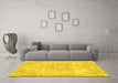 Machine Washable Abstract Yellow Modern Rug in a Living Room, wshabs2132yw