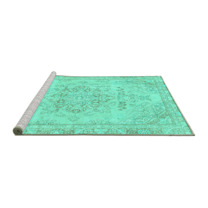 Sideview of Machine Washable Abstract Turquoise Modern Area Rugs, wshabs2132turq