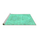 Sideview of Machine Washable Abstract Turquoise Modern Area Rugs, wshabs2132turq