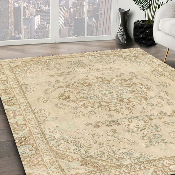 Machine Washable Abstract Khaki Gold Rug in a Family Room, wshabs2132