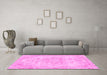 Machine Washable Abstract Pink Modern Rug in a Living Room, wshabs2132pnk