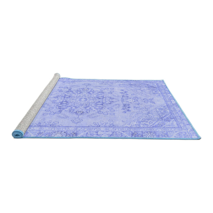 Sideview of Machine Washable Abstract Blue Modern Rug, wshabs2132blu