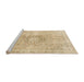 Sideview of Machine Washable Abstract Brown Gold Rug, wshabs2133