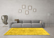 Machine Washable Abstract Yellow Modern Rug in a Living Room, wshabs2133yw