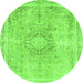 Round Abstract Green Modern Rug, abs2133grn