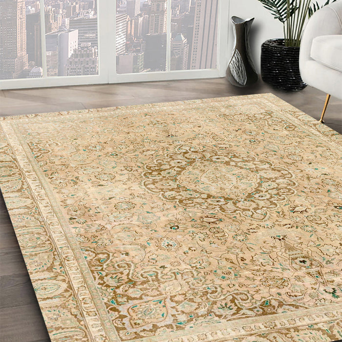 Machine Washable Abstract Brown Gold Rug in a Family Room, wshabs2133