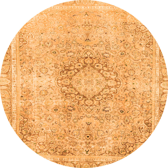Round Abstract Orange Modern Rug, abs2133org