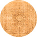 Round Abstract Orange Modern Rug, abs2133org