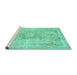 Sideview of Machine Washable Abstract Turquoise Modern Area Rugs, wshabs2133turq