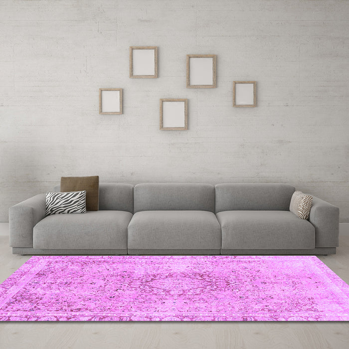 Machine Washable Abstract Purple Modern Area Rugs in a Living Room, wshabs2133pur