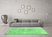 Machine Washable Abstract Emerald Green Modern Area Rugs in a Living Room,, wshabs2133emgrn