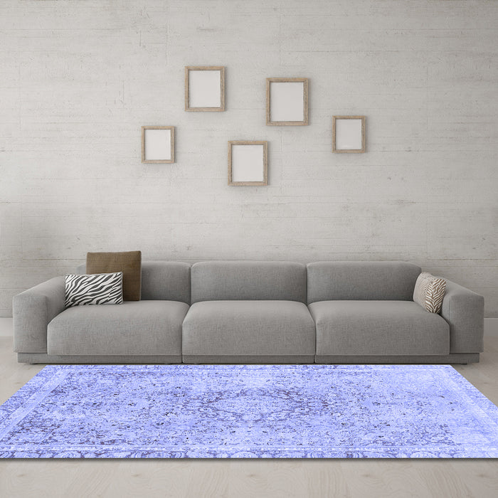 Machine Washable Abstract Blue Modern Rug in a Living Room, wshabs2133blu