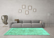 Machine Washable Abstract Turquoise Modern Area Rugs in a Living Room,, wshabs2133turq