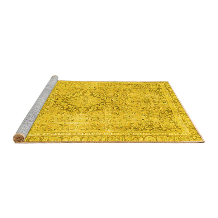 Sideview of Machine Washable Abstract Yellow Modern Rug, wshabs2133yw