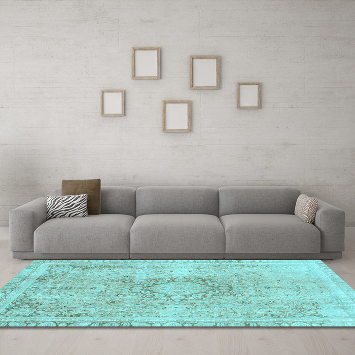Machine Washable Abstract Light Blue Modern Rug in a Living Room, wshabs2133lblu