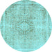 Round Machine Washable Abstract Light Blue Modern Rug, wshabs2133lblu