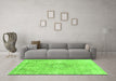 Machine Washable Abstract Green Modern Area Rugs in a Living Room,, wshabs2133grn