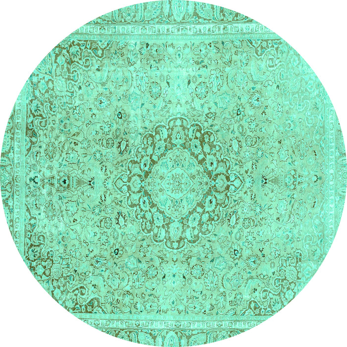 Round Abstract Turquoise Modern Rug, abs2133turq