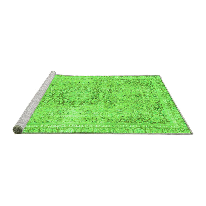 Sideview of Machine Washable Abstract Green Modern Area Rugs, wshabs2133grn