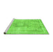 Sideview of Machine Washable Abstract Green Modern Area Rugs, wshabs2133grn