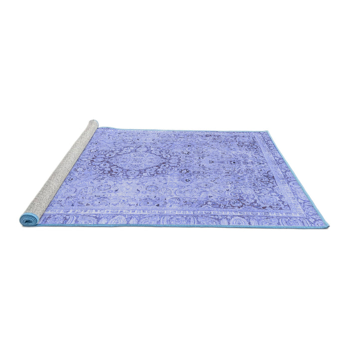 Sideview of Machine Washable Abstract Blue Modern Rug, wshabs2133blu