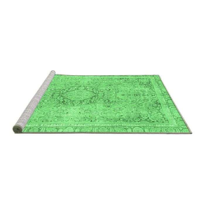 Sideview of Machine Washable Abstract Emerald Green Modern Area Rugs, wshabs2133emgrn