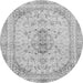 Round Machine Washable Abstract Gray Modern Rug, wshabs2134gry