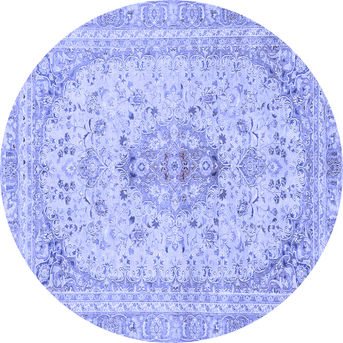 Round Machine Washable Abstract Blue Modern Rug, wshabs2134blu