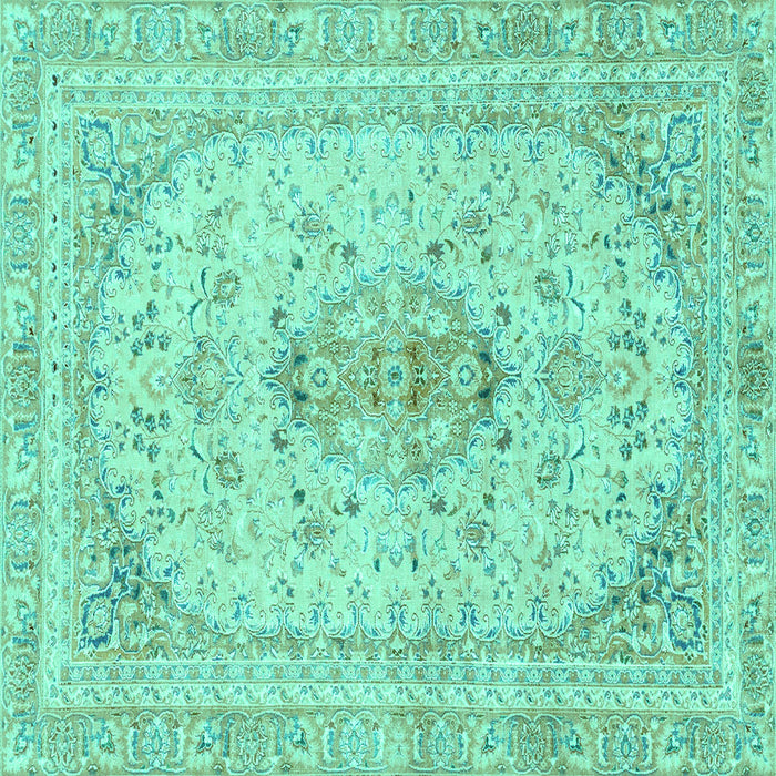 Square Abstract Turquoise Modern Rug, abs2134turq
