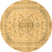 Round Abstract Brown Modern Rug, abs2134brn