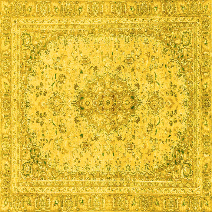 Square Abstract Yellow Modern Rug, abs2134yw