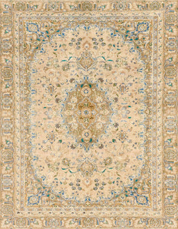 Machine Washable Abstract Brown Gold Rug, wshabs2134