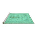 Sideview of Machine Washable Abstract Turquoise Modern Area Rugs, wshabs2134turq