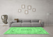 Machine Washable Abstract Emerald Green Modern Area Rugs in a Living Room,, wshabs2134emgrn