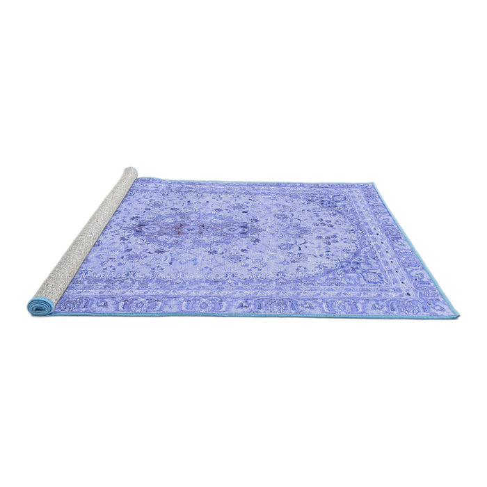 Sideview of Machine Washable Abstract Blue Modern Rug, wshabs2134blu