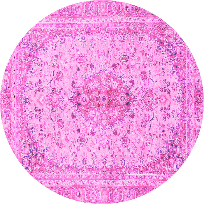 Round Abstract Pink Modern Rug, abs2134pnk