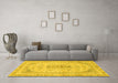 Machine Washable Abstract Yellow Modern Rug in a Living Room, wshabs2134yw