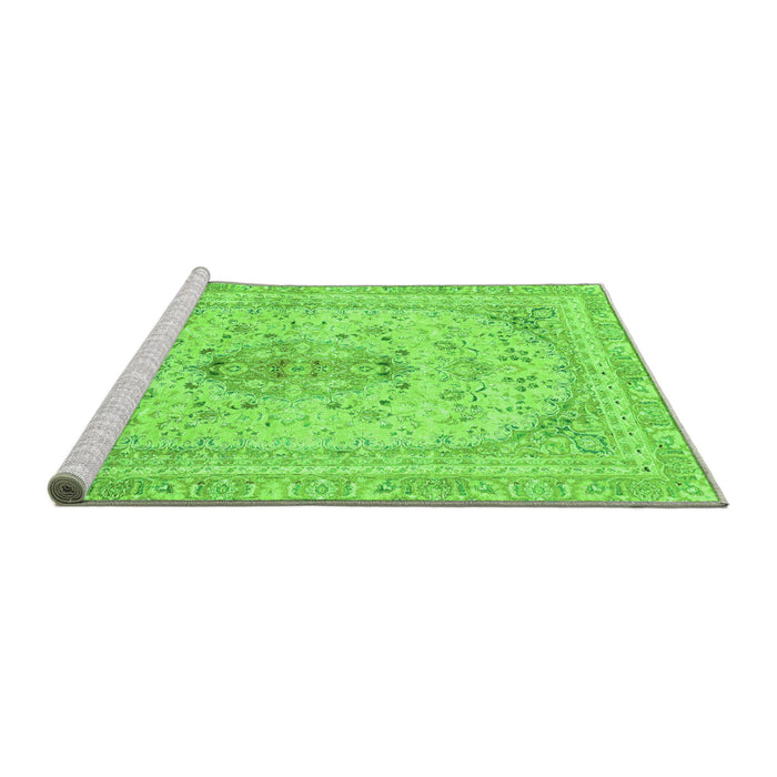 Sideview of Machine Washable Abstract Green Modern Area Rugs, wshabs2134grn