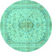 Round Abstract Turquoise Modern Rug, abs2134turq