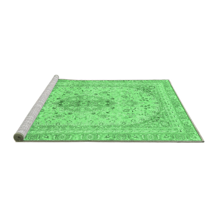 Sideview of Machine Washable Abstract Emerald Green Modern Area Rugs, wshabs2134emgrn