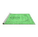 Sideview of Machine Washable Abstract Emerald Green Modern Area Rugs, wshabs2134emgrn